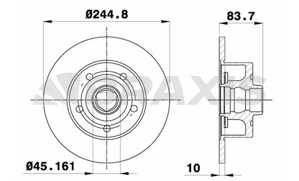 Braxis AD0243 Rear brake disc, non-ventilated AD0243