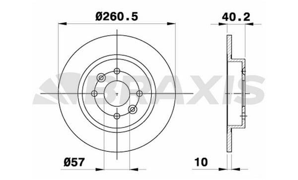 Braxis AE0613 Rear brake disc, non-ventilated AE0613