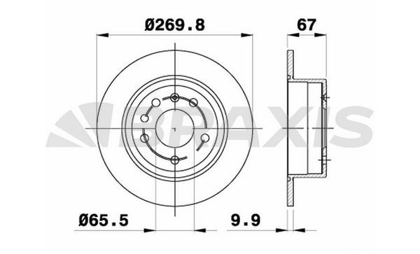 Braxis AE0652 Rear brake disc, non-ventilated AE0652