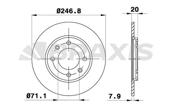 Braxis AE0649 Rear brake disc, non-ventilated AE0649