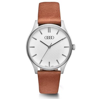 VAG 310 180 030 0 Audi Watch, Womens, Silver/Brown 3101800300
