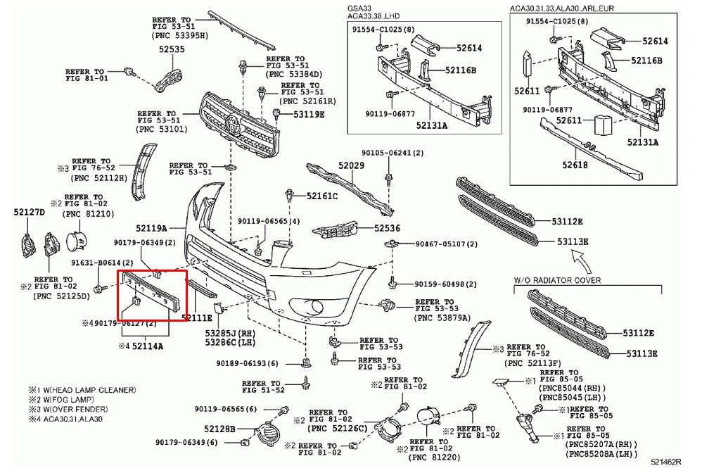Moulding bumper Toyota 52114-42020