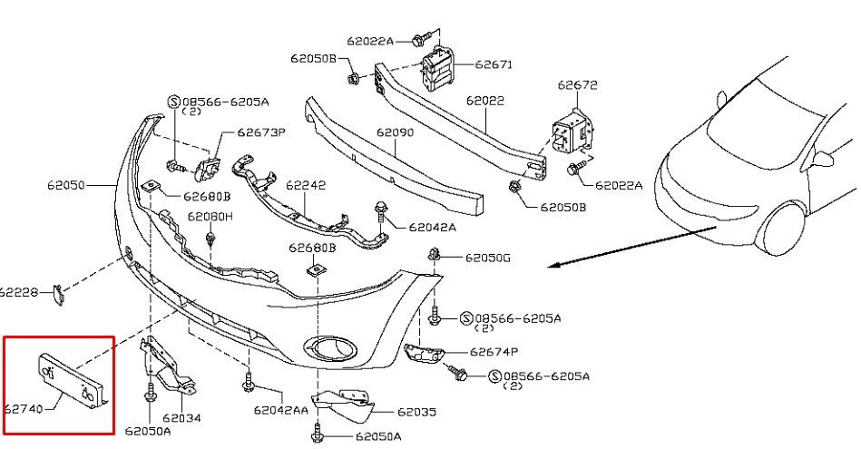 License Plate Bracket Nissan 96210-1AA0A