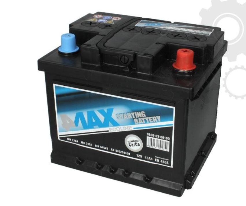 4max 0608-03-0010Q Battery 4max Ecoline 12V 45AH 450A(EN) R+ 0608030010Q