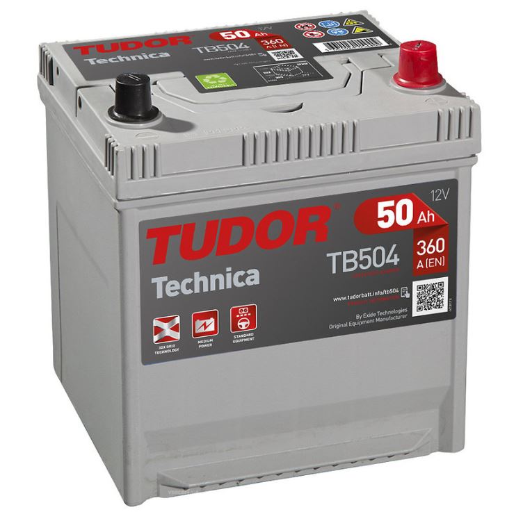 Tudor TB504 Battery Tudor 12V 50AH 360A(EN) R+ TB504