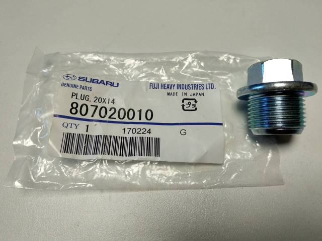 Subaru 807020010 Oil pan plug 807020010