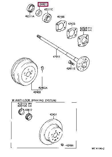Toyota 04421-28010 Wheel bearing kit 0442128010