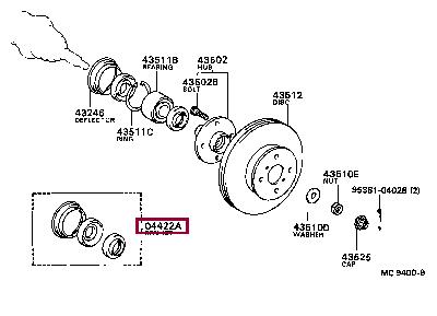 Toyota 04422-20010 Wheel hub bearing 0442220010