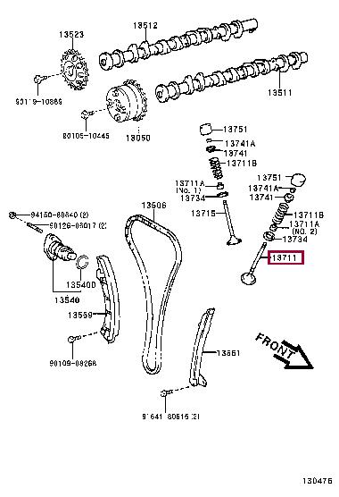 Toyota 13711-22030 Intake valve 1371122030