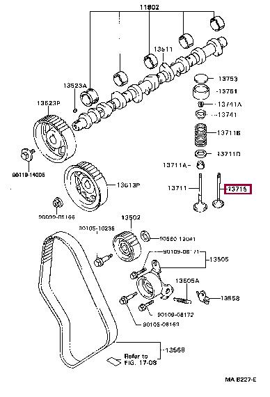 Toyota 13715-17010 Exhaust valve 1371517010