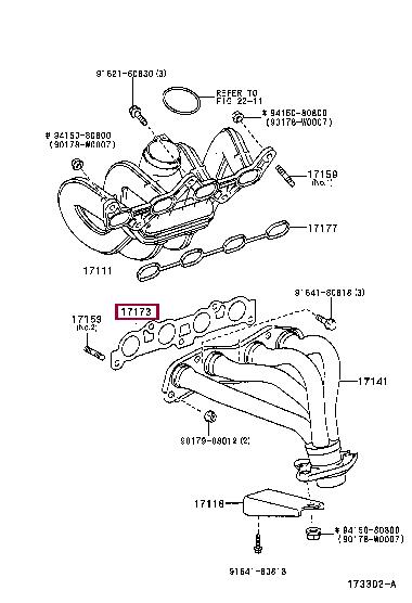 Toyota 17173-0J010 Exhaust manifold dichtung 171730J010