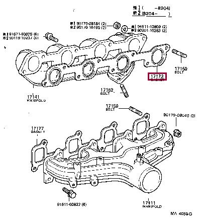 Toyota 17173-54010 Exhaust manifold dichtung 1717354010