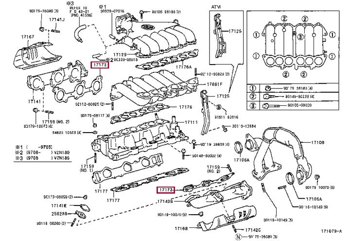 Toyota 17173-62050 Exhaust manifold dichtung 1717362050