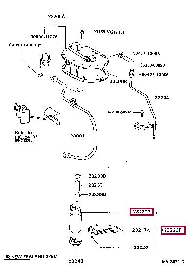 Toyota 23221-66040 Fuel pump 2322166040