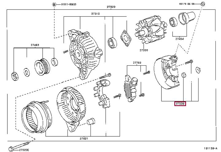 270390D030 Toyota Freewheel clutch, alternator