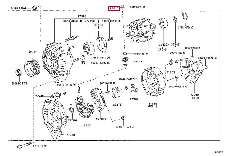 Engine alternator Toyota Land Cruiser: 2706050260 Toyota Alternator