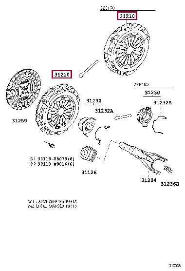 3121002210 Toyota Clutch thrust plate
