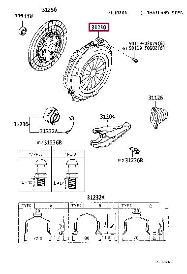 Toyota 31210-30241 Clutch thrust plate 3121030241