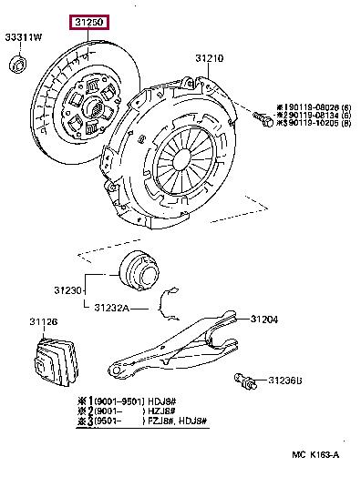 Toyota 31250-0W031 Clutch disc 312500W031