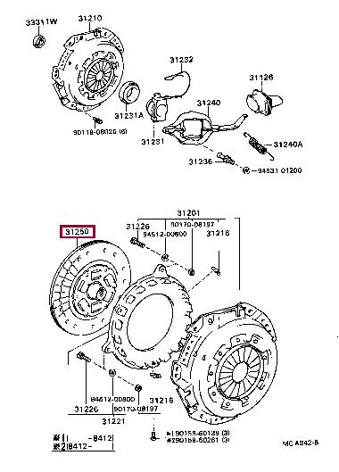 Toyota 31250-35205 Clutch disc 3125035205