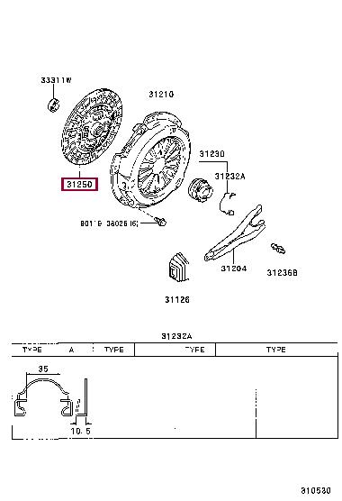Toyota 31250-53012 Clutch disc 3125053012