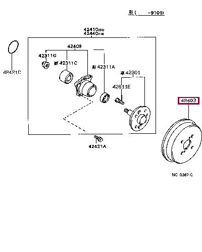 Toyota 42431-20080 Brake drum 4243120080