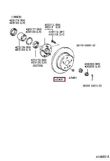 Toyota 42431-33080 Brake disc 4243133080
