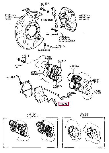 Toyota 47748-60010 Mounting kit brake pads 4774860010