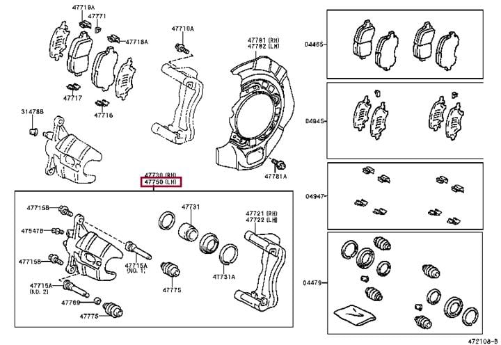 Brake caliper Lexus RX: 4775048030 Toyota Brake Caliper