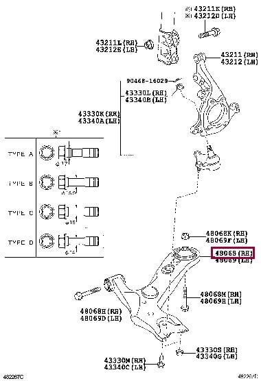 Toyota 48068-28140 Track Control Arm 4806828140 4806828140 Toyota Track Control Arm