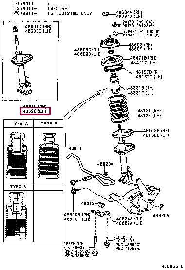Toyota 48520-09350 Shock absorber strut front left oil 4852009350
