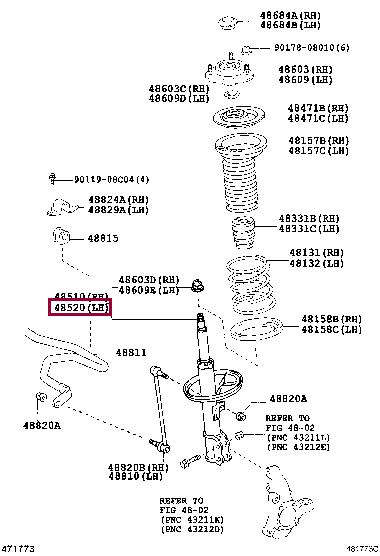 Toyota 48520-49585 Shock absorber strut front left gas oil 4852049585