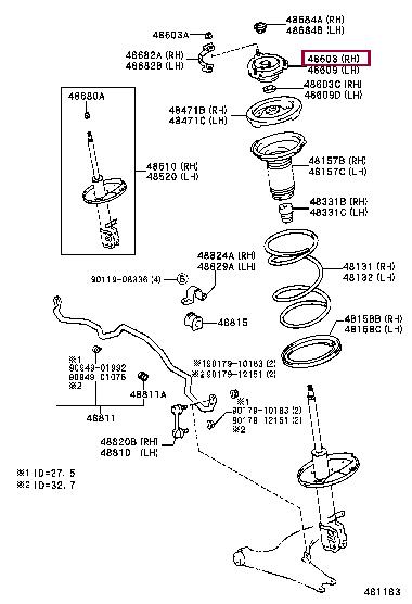 Toyota 48609-42010 Strut bearing with bearing kit 4860942010
