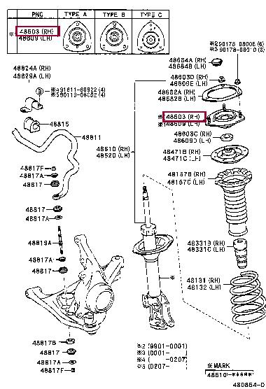 Toyota 48609-52021 Strut bearing with bearing kit 4860952021
