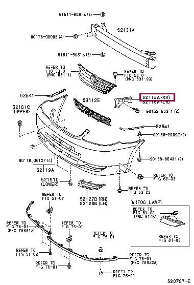 5211512380 Toyota Bracket bumper