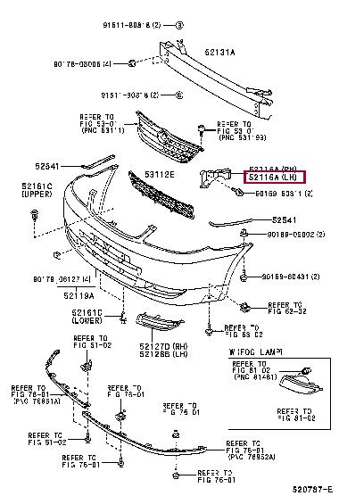 Toyota 52116-12340 Bracket bumper 5211612340 5211612340 Toyota Bracket bumper