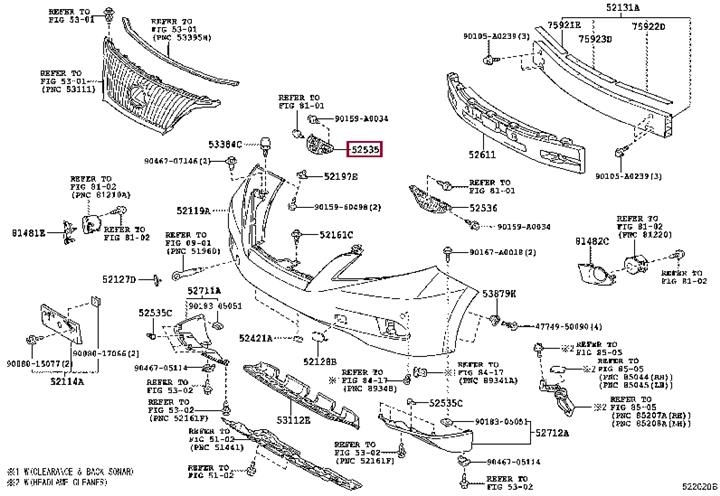 525350E023 Toyota Bracket bumper