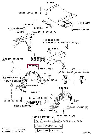 Wheel arch liner Toyota Corolla: 5387512280 Toyota Inner wing panel