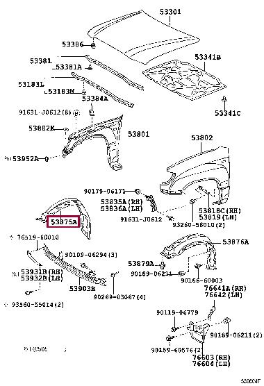 Toyota 53875-60021 Inner wing panel 5387560021