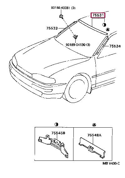7553133010 Toyota Window glass seal