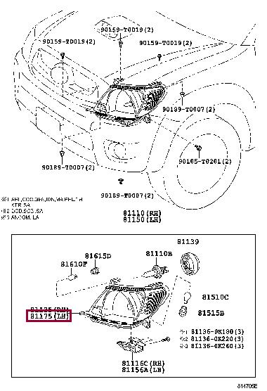 811700K190 Toyota Headlamp