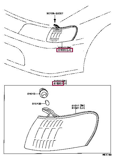 Toyota 81620-12580 Indicator light 8162012580 8162012580 Toyota Indicator light
