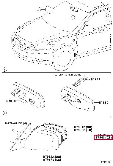 8794033640 Toyota Rearview mirror external left