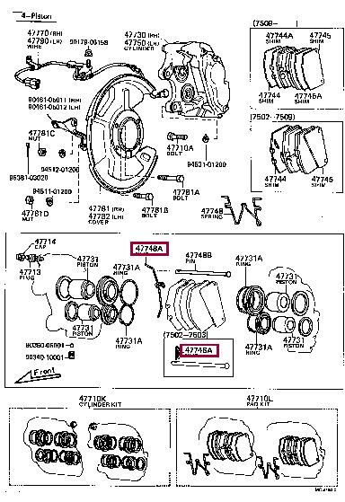 Toyota 90468-12003 Mounting kit brake pads 9046812003