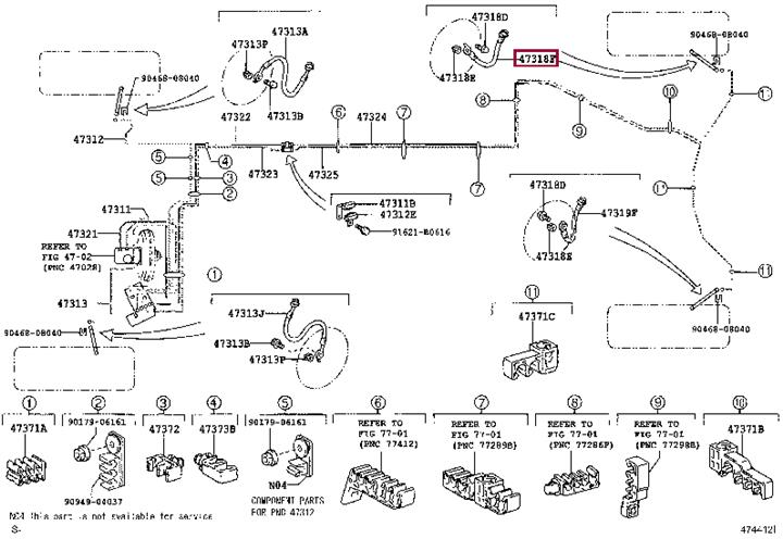 Flexible brake hose Lexus GS: 9094702F67 Toyota Brake Hose