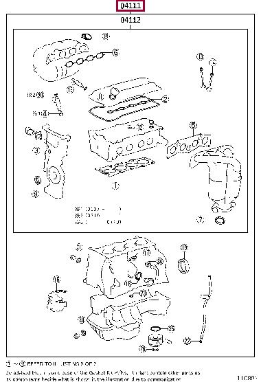 Toyota 04111-28824 Full Gasket Set, engine 0411128824 0411128824 Toyota Full Gasket Set, engine