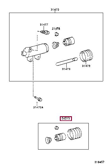 Clutch slave cylinder repair kit Toyota: 0431360140 Toyota Clutch slave cylinder repair kit