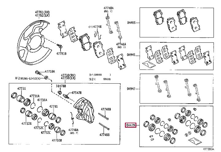 Toyota 04479-60040 Repair Kit, brake caliper 0447960040