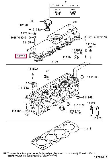 Toyota 11213-05010 Gasket, cylinder head cover 1121305010