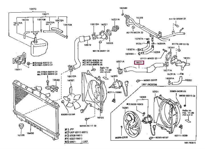 Coolant tube Toyota Carina E: 1657174260 Toyota Coolant hose